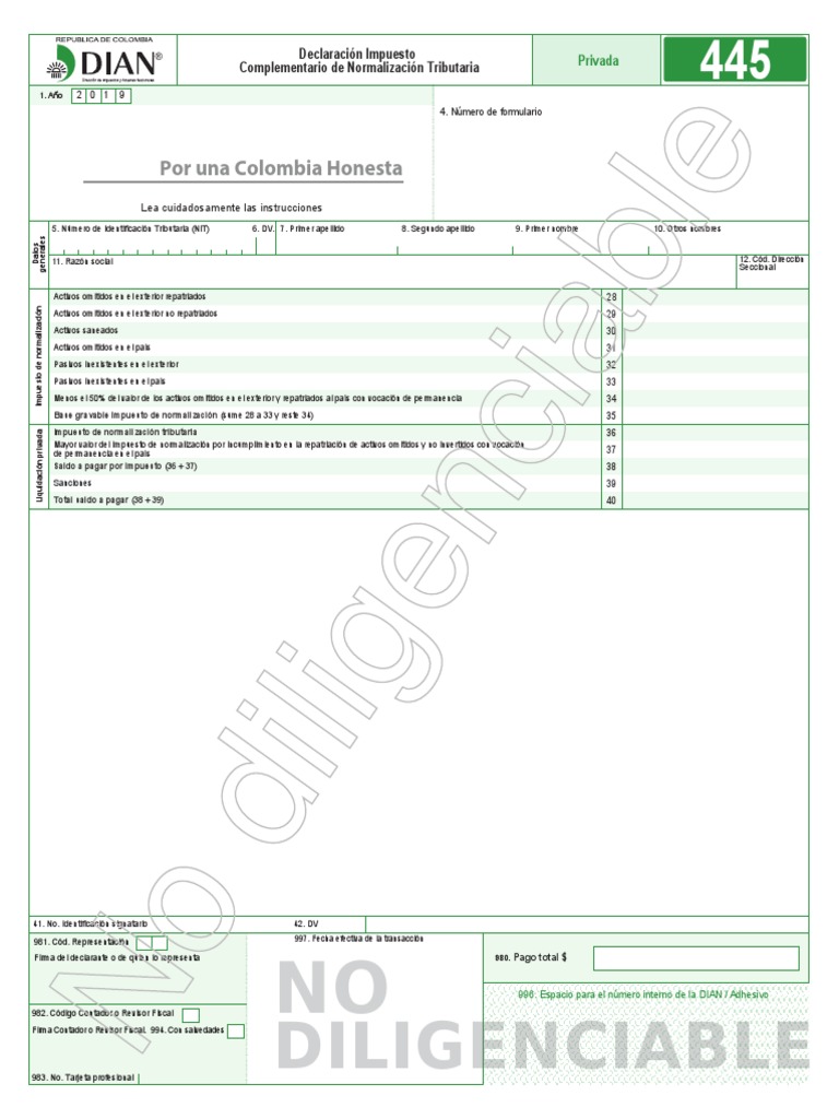 Formulario 445 2019 | PDF | Impuestos | Contabilidad