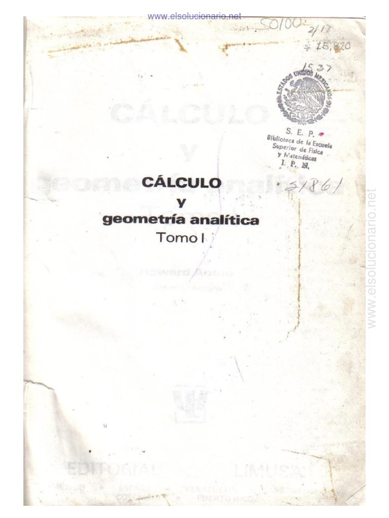 C lculo y geometr a anal tica tomo i howard anton 1ed pdf