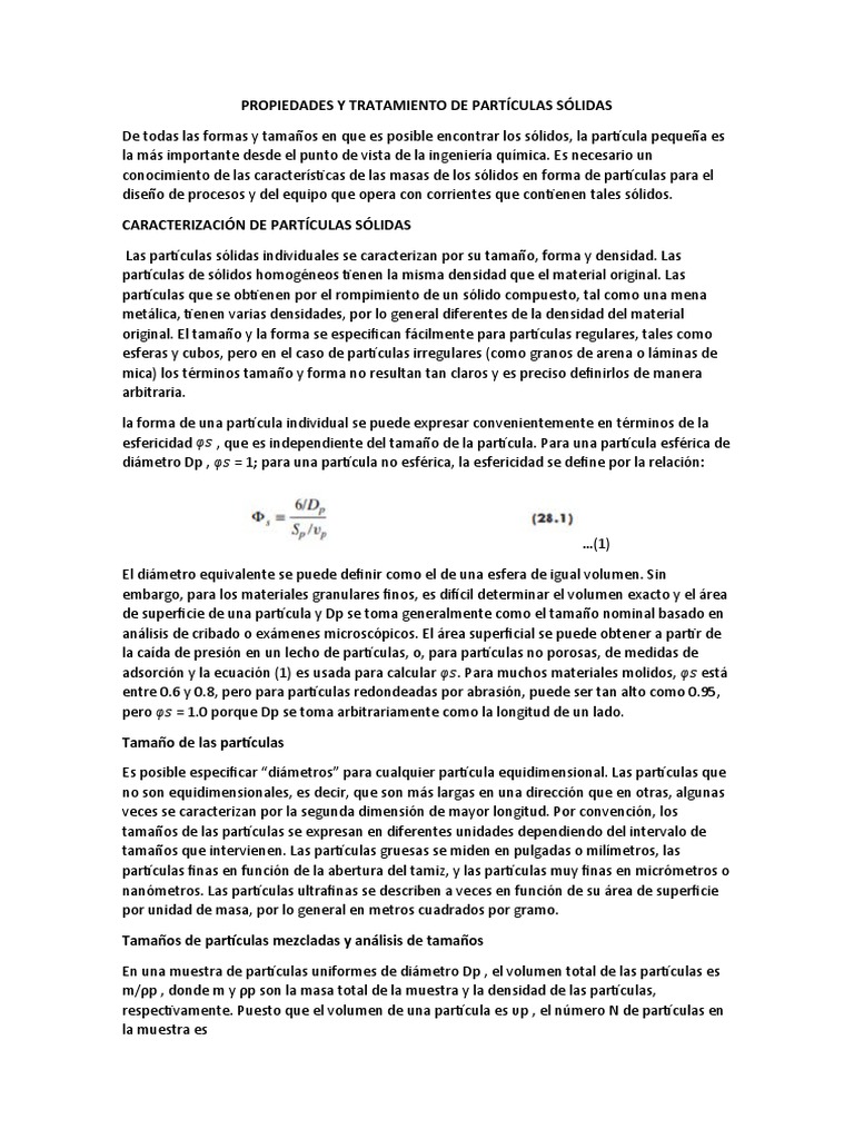 Propiedades de Partículas Sólidas | PDF | Presión | Densidad
