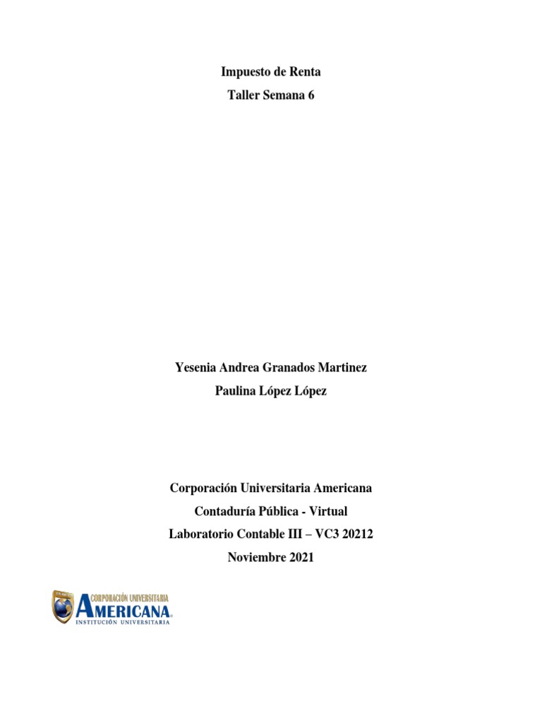 Semana 6 - Impuesto de Renta | PDF | Contabilidad | Impuestos