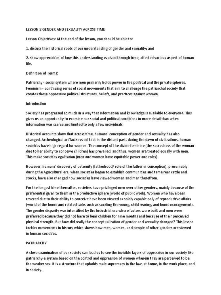 Gender and Sexuality Through Time | PDF | Patriarchy | Gender