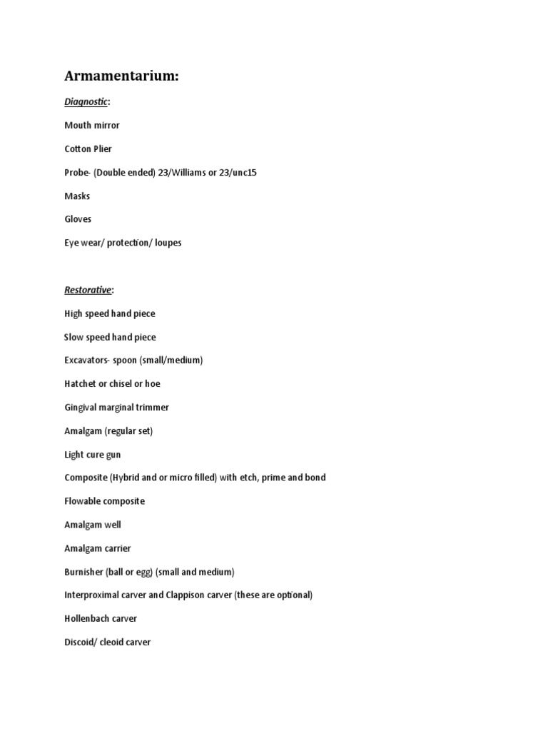 Armamentarium PDF Health Sciences Mouth