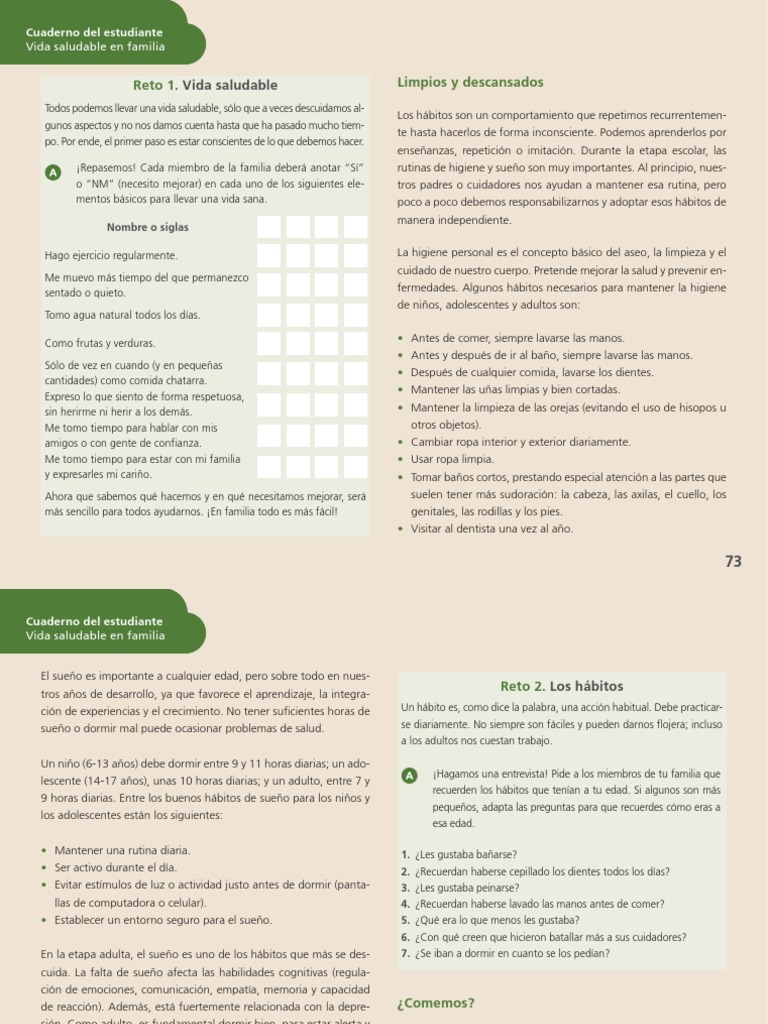 Actividades para una Vida Saludable Familiar | PDF | Vacunas | Dormir