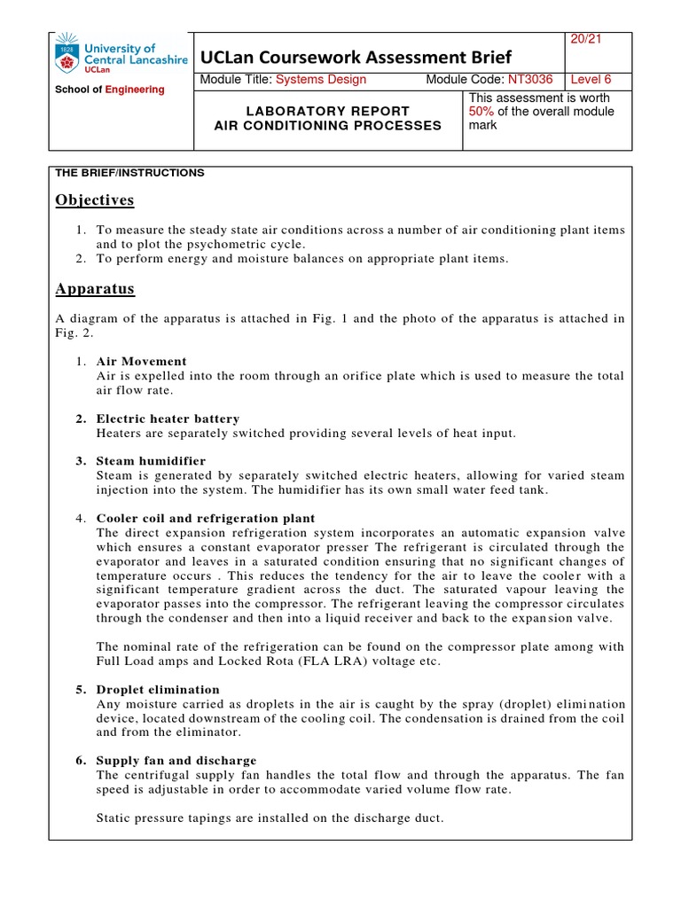 NT3036 Air Conditioning Lab Report Assessment Brief (HK) 30oct2021