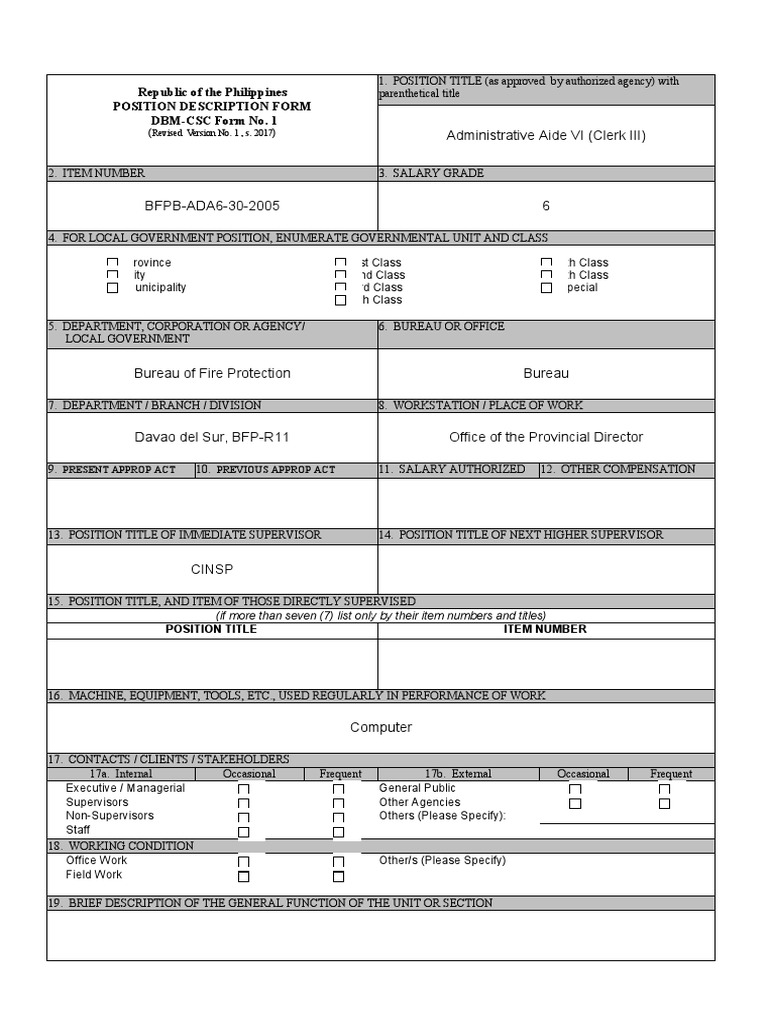 Administrative Aide VI (Clerk III) Republic of The Philippines