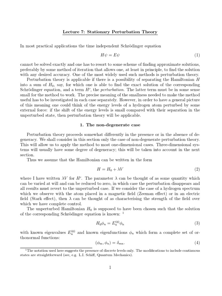 Quantum Mechanics: Perturbation Theory | PDF | Perturbation Theory ...