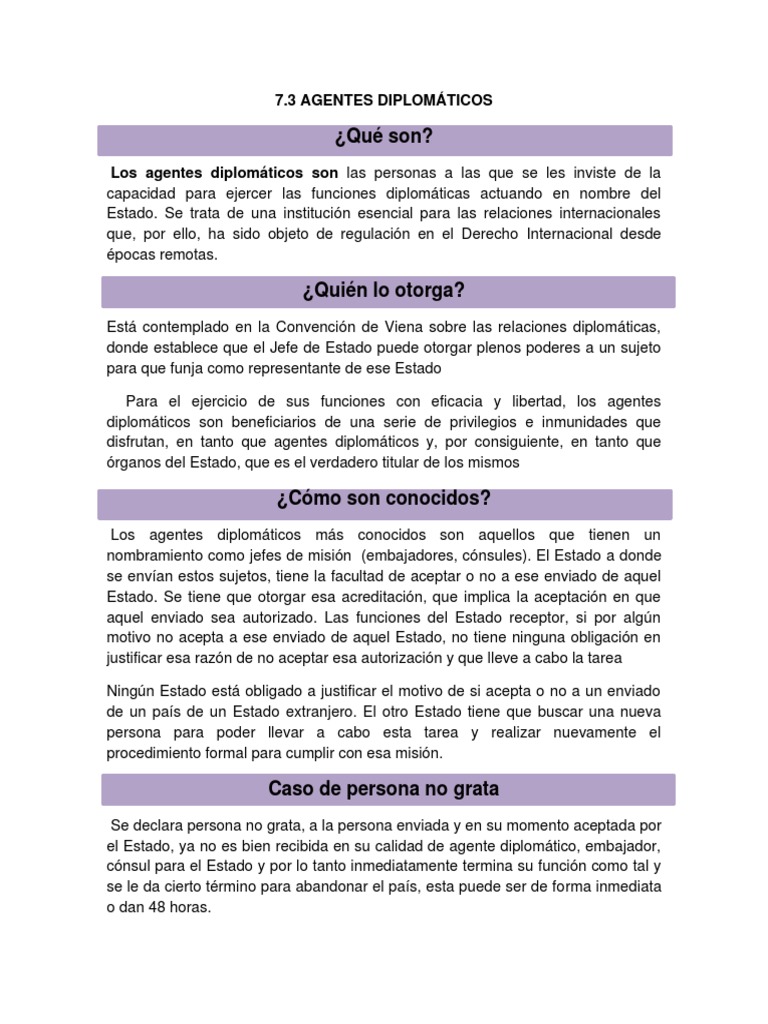 Agente Diplomatico PDF Diplomacia Misión diplomática