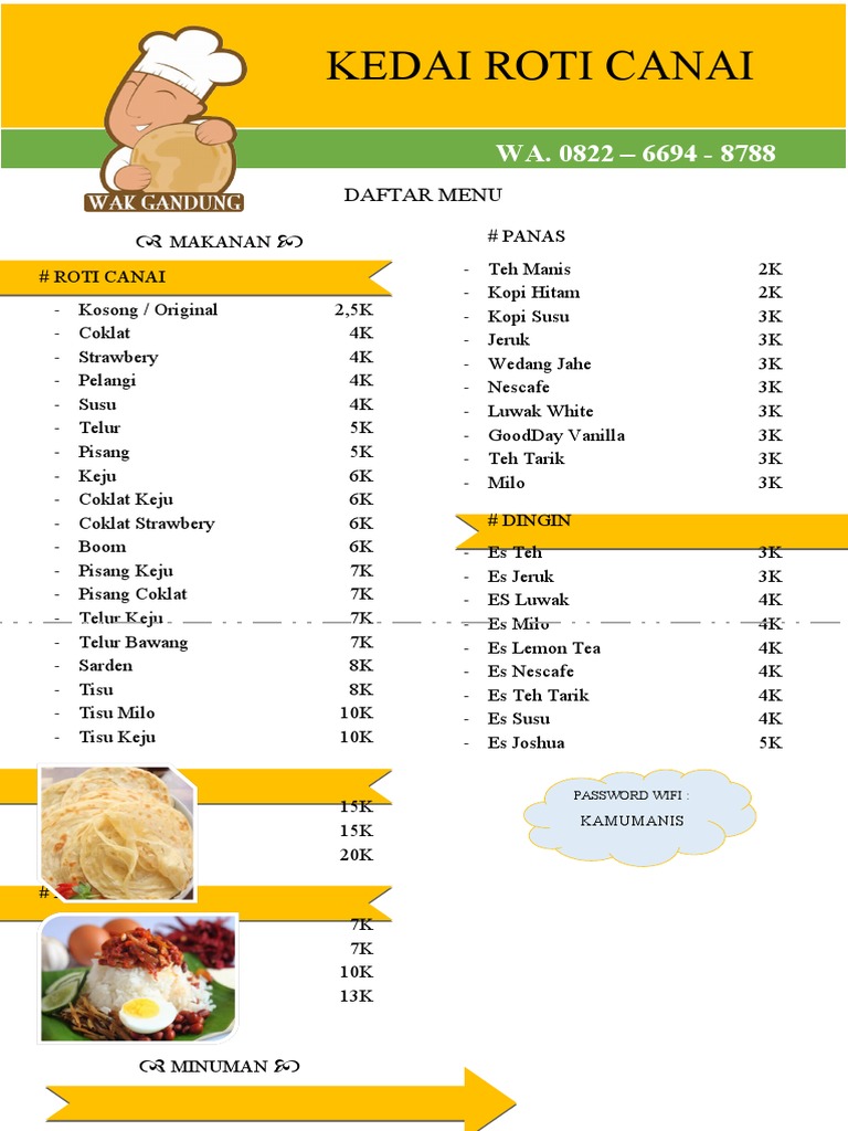 Menu Kedai Roti Canai | PDF