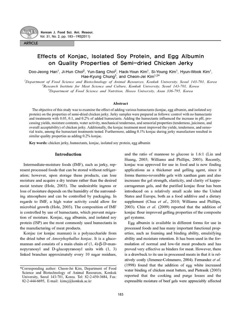 Effects of Konjac, Isolated Soy Protein, and Egg Albumin On Quality