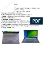 Technical Specifications:: 11th Gen Intel Core I5 1135G7