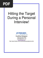 Hitting The Target During A Personal Interview!: Cynthia Simpson