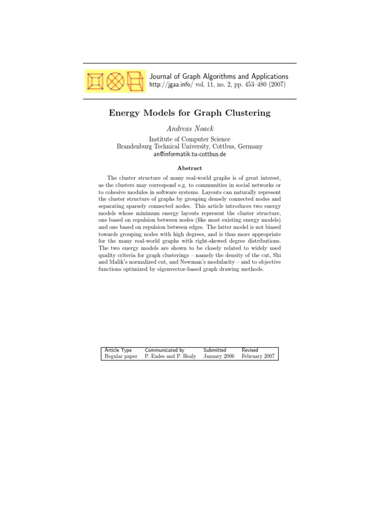 Energy Models For Graph Clustering | PDF | Eigenvalues And Eigenvectors ...