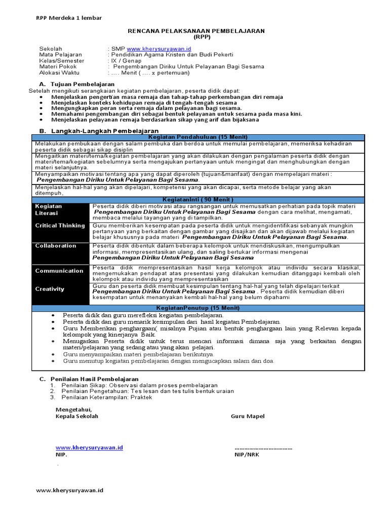 11 - RPP PAK Kls 9 Smster 2 - WWW - Kherysuryawan.id | PDF | Karier ...