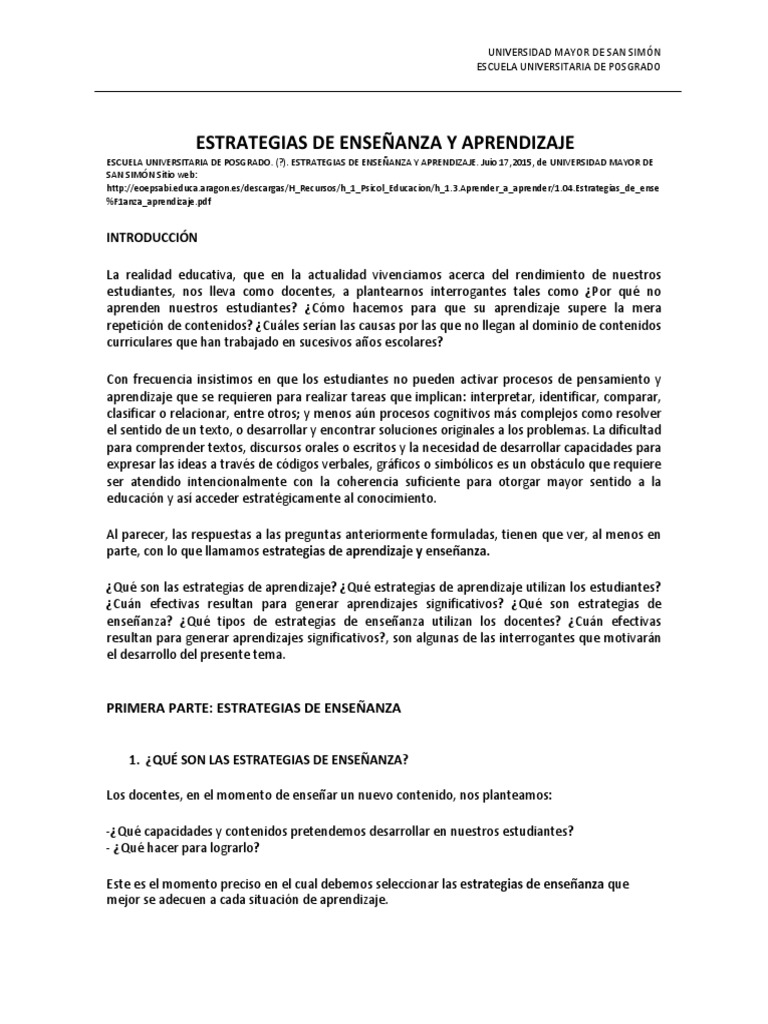 Estrategias de Aprendizaje Efectivas | PDF | Aprendizaje | Conocimiento