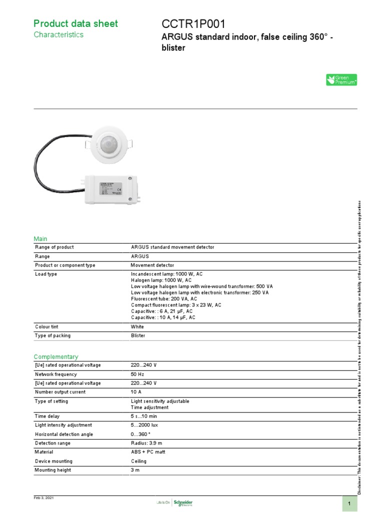 ARGUS Standard Movement Detectors - CCTR1P001 | PDF | Alternating ...