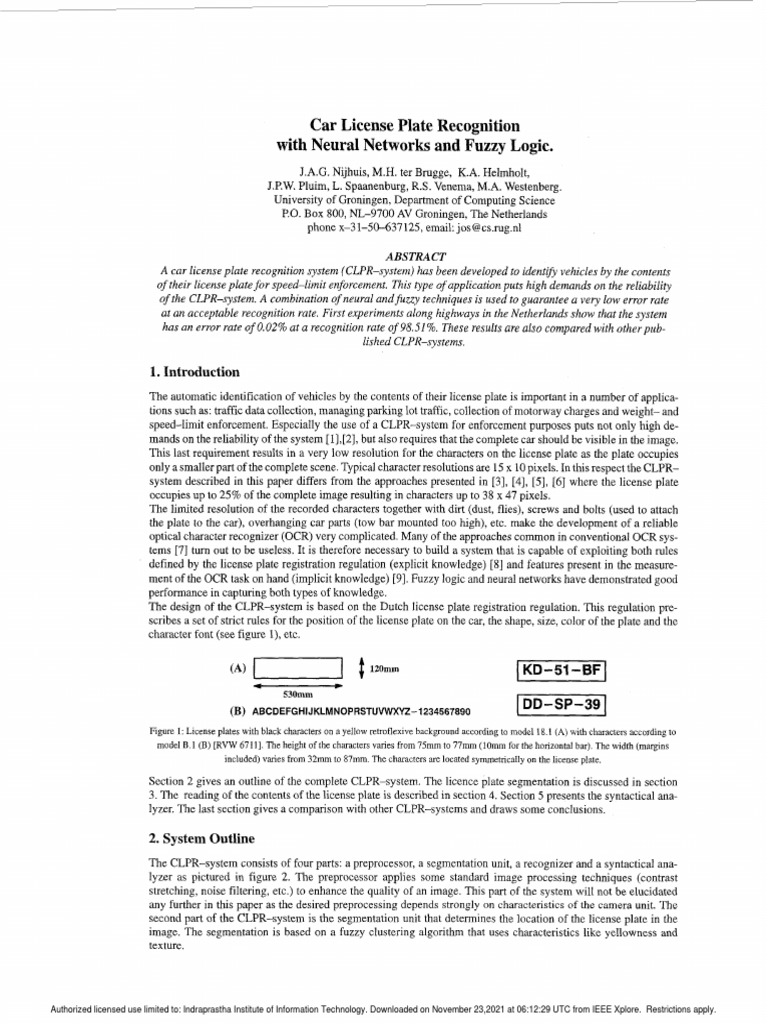 Car License Plate Recognition System | PDF | Image Segmentation ...