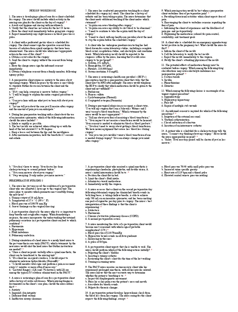Periop Workbook | PDF | Surgery | Naloxone