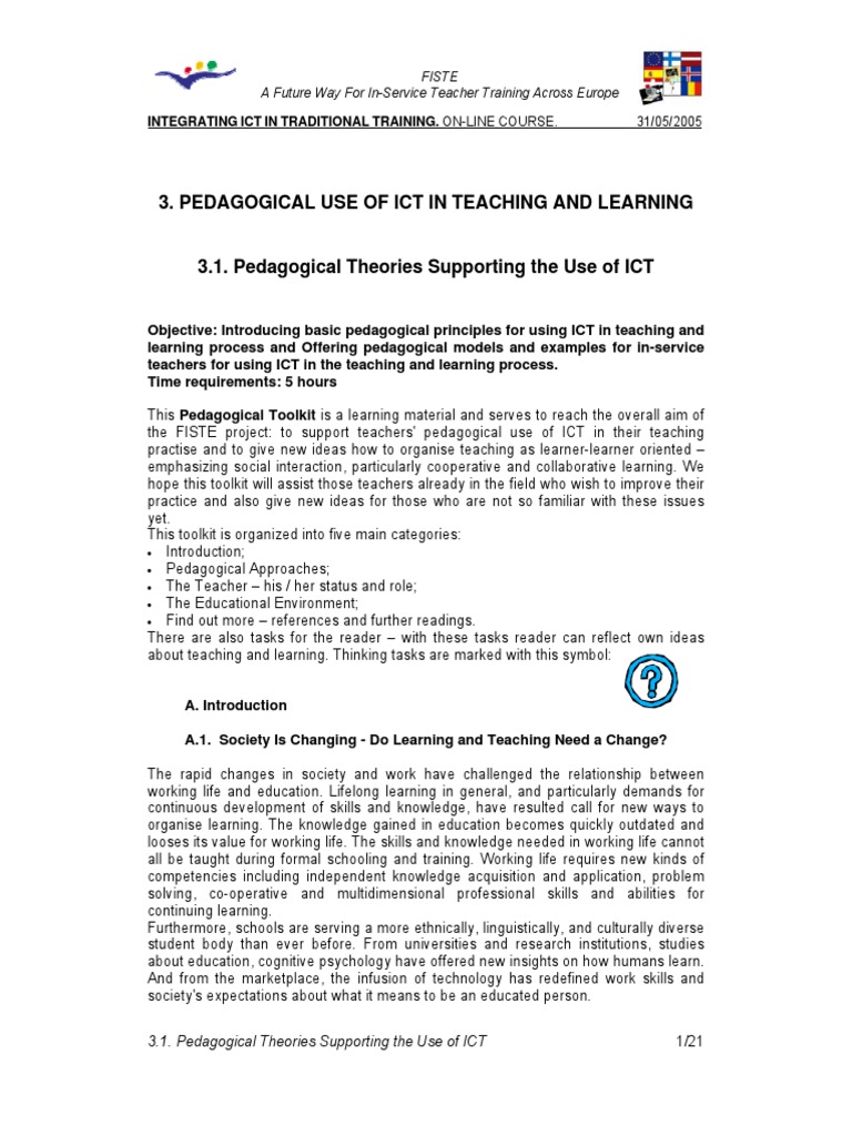 ICT Integration in Teacher Training | PDF | Constructivism (Philosophy ...