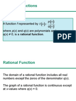 Rational Functions: A Function F Represented by Where P (X) and Q (X) Are Polynomials and