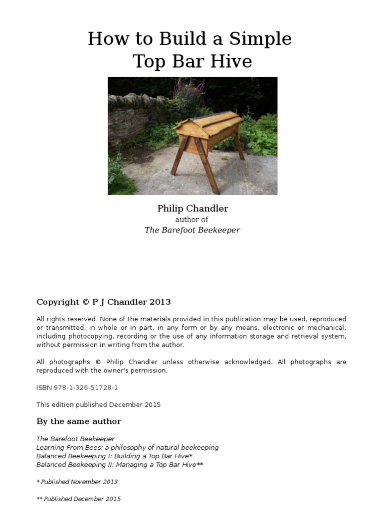 Philip Chandler How To Build A Simple Top Bar Hive PDF Beekeeping