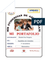 Portafolio de Evidencias Matematica 3ro K1 1003 Ccesa007