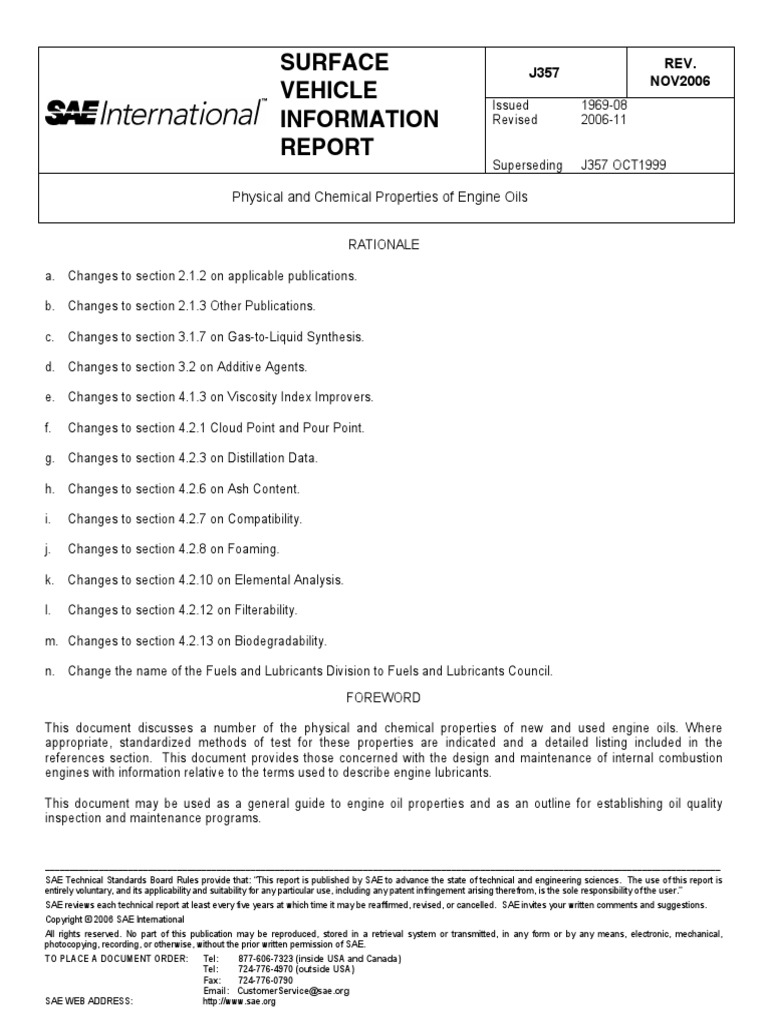 Surface Vehicle Information: Physical and Chemical Properties of Engine ...