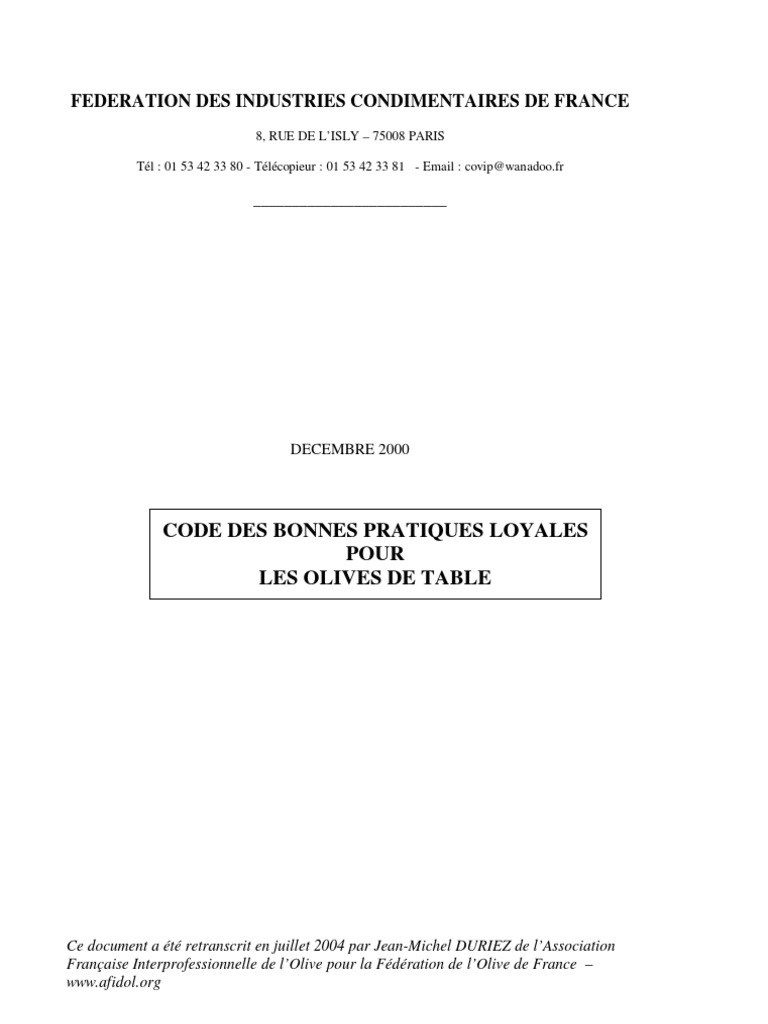 Bonnes pratiques pour olives de table | PDF | Saveur | Nourritures