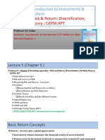 Fin 310 Lecture 5 - Risk & Return Diversification Portfolio Theory CAPM APT