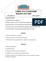 Riits +2 Reap, Iit & T+E Batches Biology Unit Test: Total Mark: 40 TIME: 1.30 HRS General Instructions