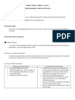 Health - Grade 10 - Week 1-2 - LAS 1 Health Information, Product and Services