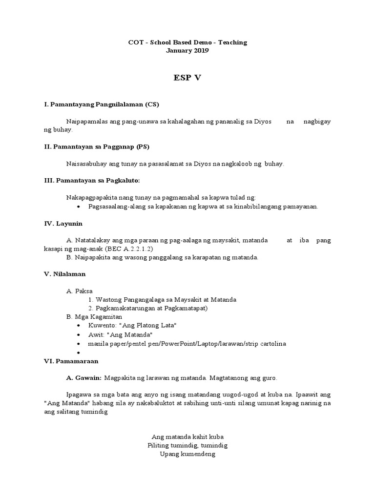 Cot - Esp 5 - Q4 | PDF