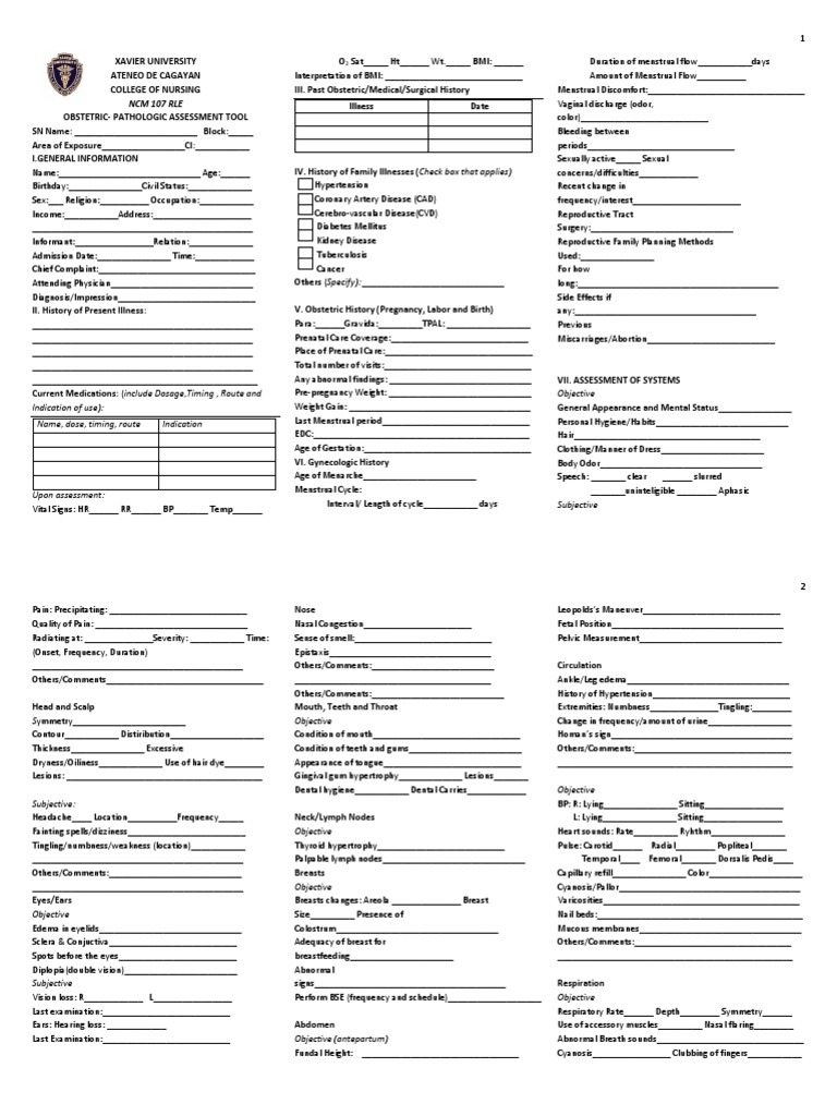 Obstetric-Gynecologic Assessment Tool for Student Nurse Clinical ...