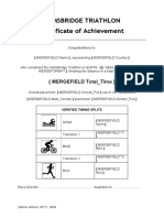 Hamsbridge Triathlon Certificate of Achievement: (MERGEFIELD Total - Time)