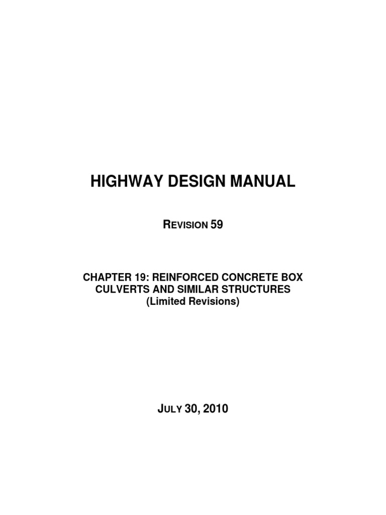 Highway Design Manual: Chapter 19: Reinforced Concrete Box Culverts and ...