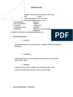 Curriculum Vitae de Bachiller en Ciencias de la Industria Alimentaria