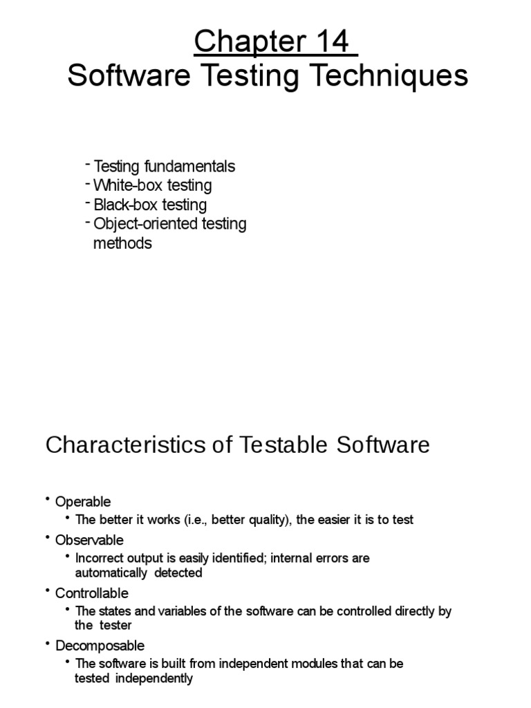 CH 14 Software Testing Techniques 170706120945 | PDF | Software Testing ...