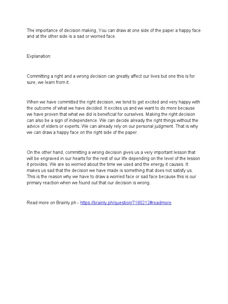 Homeroom Guidance Quarter 1 Module 4 Pdf Decision Making Feeling