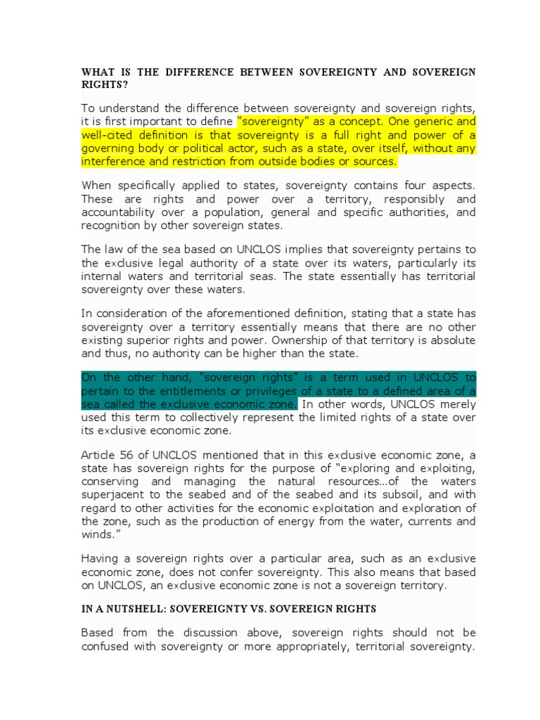 Sovereignty vs. Sovereign Rights Explained | PDF | Sovereign State ...