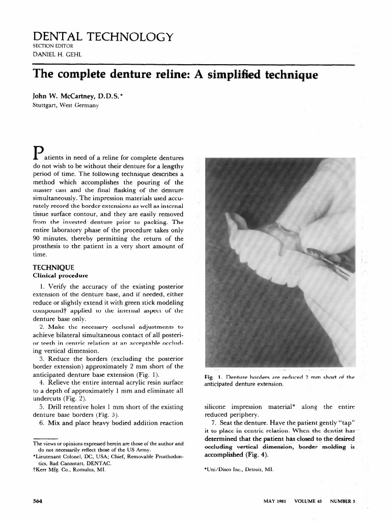 The Complete Denture Reline A SimpMkd Technique PDF Dentures Plaster