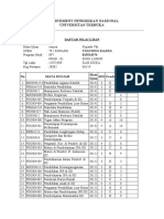 Departement Pendidikan Nasional Universitas Terbuka: Daftar Nilai Ujian