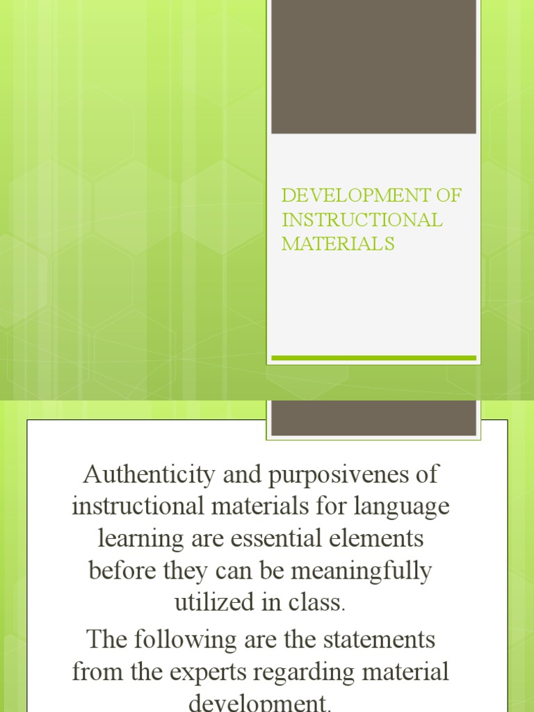 Development of Instructional Materials PDF