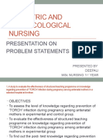 Obstetric and Gynaecological Nursing: Presentation On Problem Statements