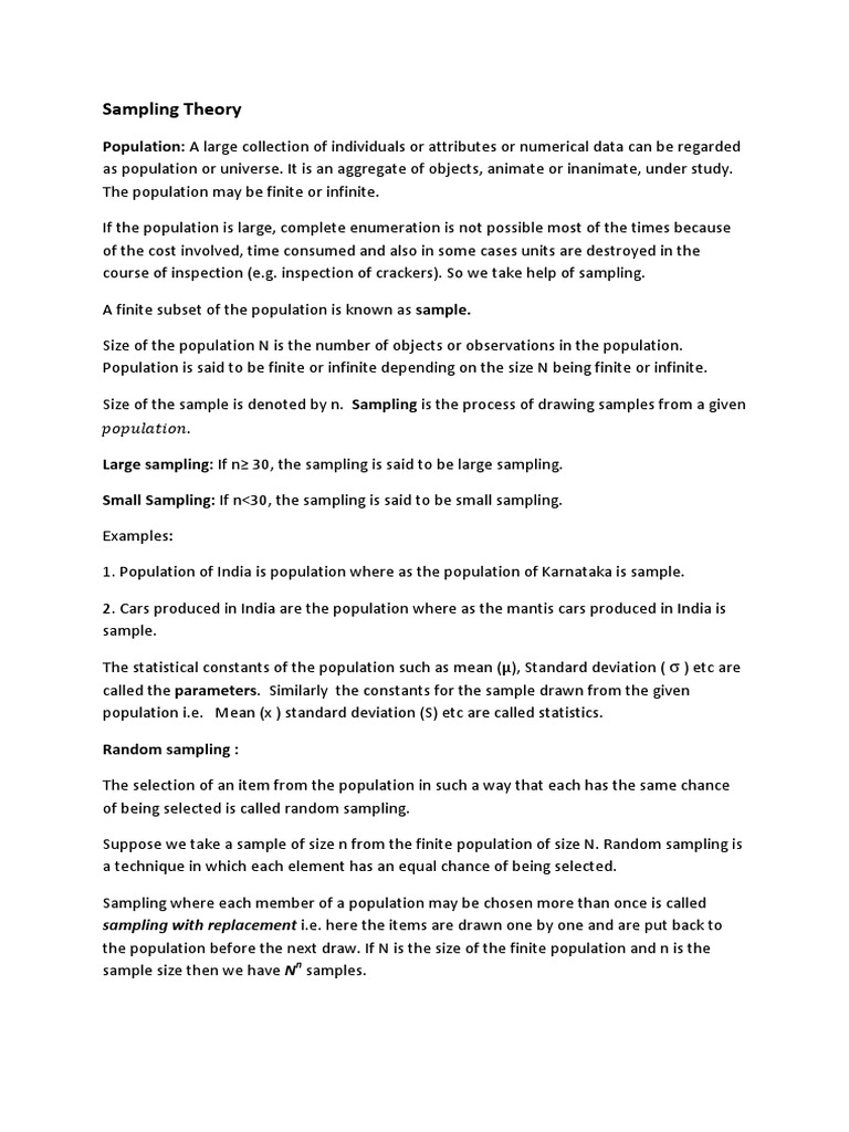 Understanding Sampling Theory | PDF | Standard Error | Standard Deviation