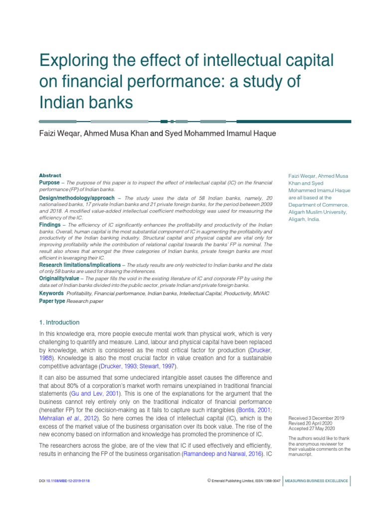EM2020. Exploring The Effect of Intellectual Capital On Financial ...