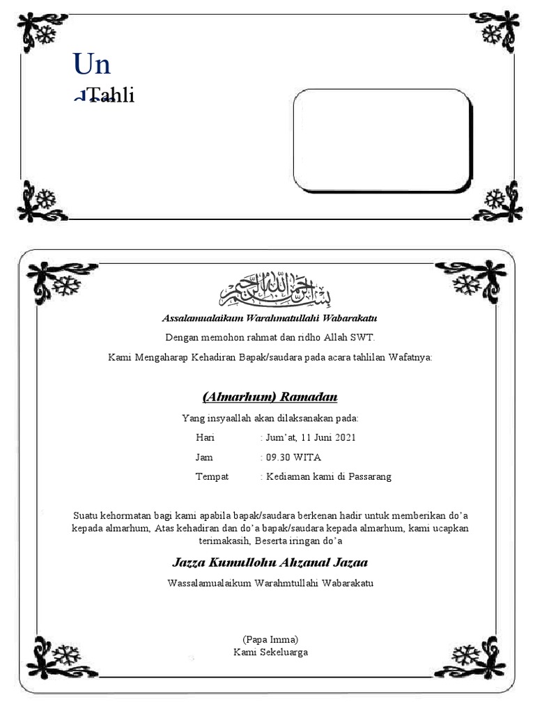 Undangan Tahlilan | PDF