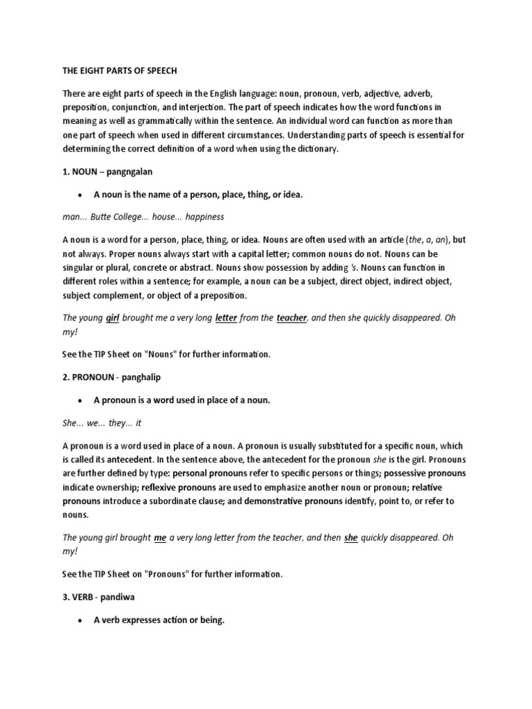 The Eight Parts of Speech | PDF | Adverb | Part Of Speech