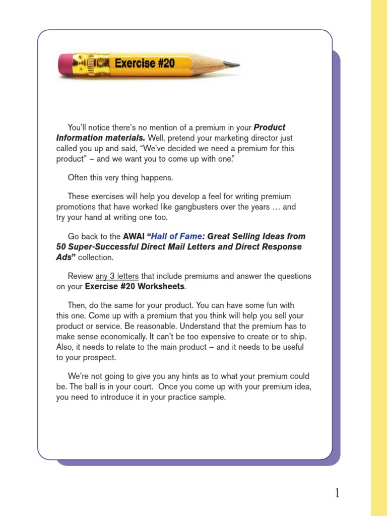 Premium Copywriting Exercises | PDF | Marketing | Communication