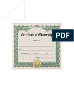 Certificate of Ownership Example