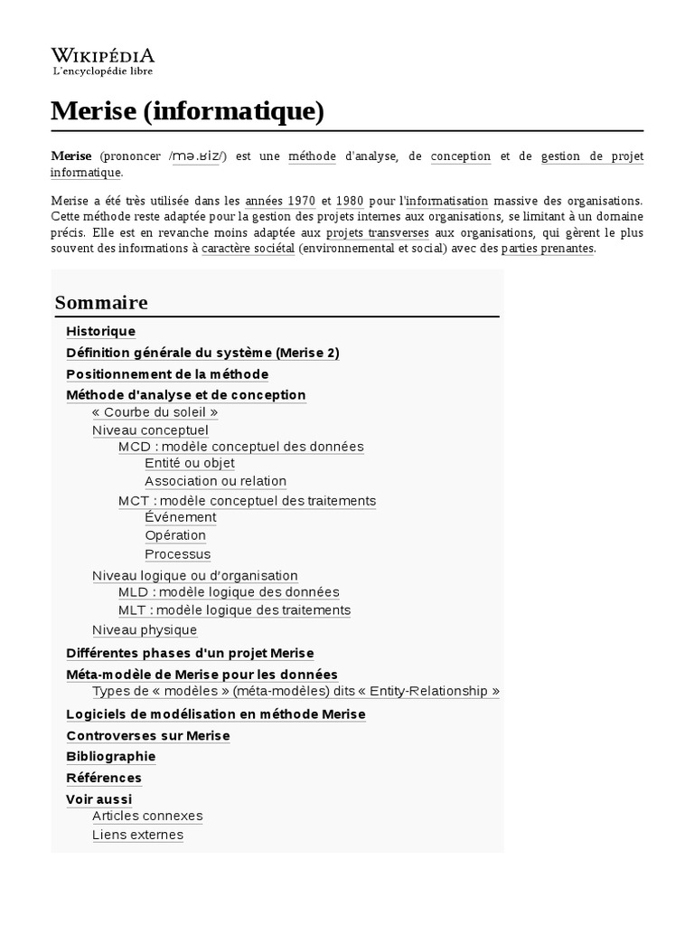 Merise (Informatique) | PDF | Informatique | Ingénierie des systèmes