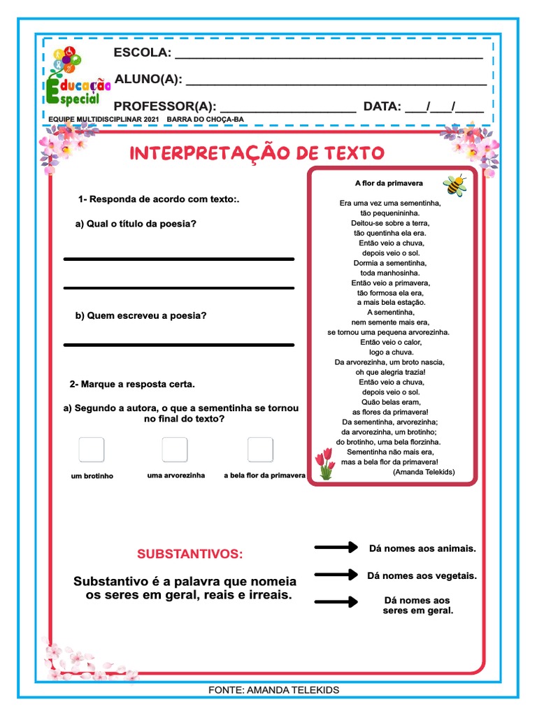 Interpretação de Texto Poema | PDF